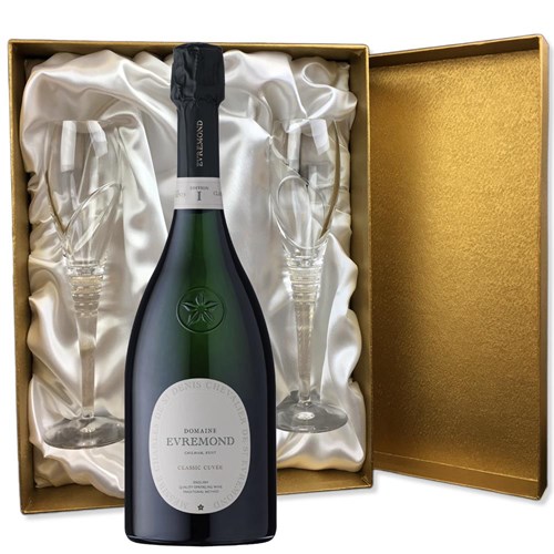 Domaine Evremond Classic Cuvee English Sparkling 75cl in Gold Luxury Presentation Set With Flutes